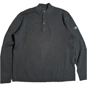 Victorinox Swiss Army Sweater Mens XXL Gray Knit Henley Heavy Pullover Cotton